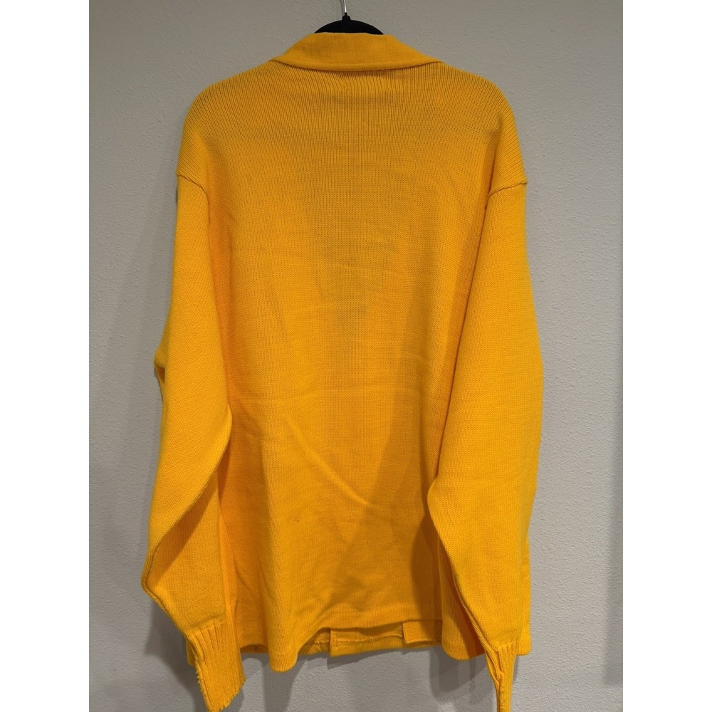 Vintage Bristol Products Acrylic Letterman's Cardigan Yellow Size 48 Made In USA - Picture 4 of 6